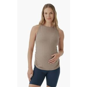 Pact Maternity Tank Top S Organic Cotton Cinch Sides Army Green